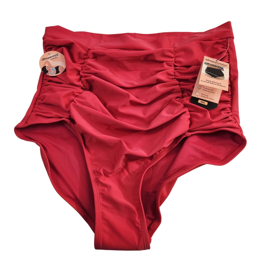 NEW Shapermint Essentials High Waisted Control Bikini Bottom Red Size 3XL NWT
